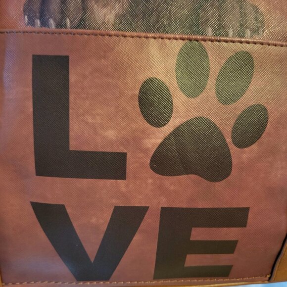 The Bradford Exchange "Peek-A-Boo Pup" Chocolate Lab Faux Leather Tote Ba - Picture 3 of 10